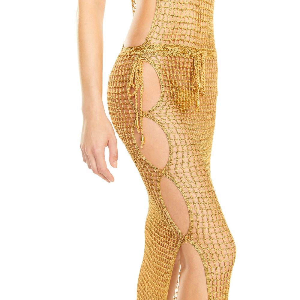 Lisa Maree Women's XS Make it KNown Ner Dress in Gold Metallic - Picture 1 of 8